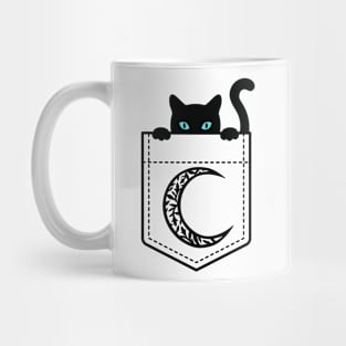 Black Cat Pocket Blue Eyes Mug